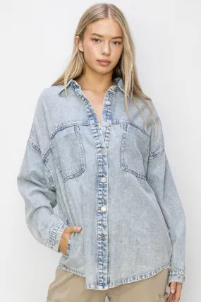 Ronni Button Up Long Sleeve Denim Shacket
