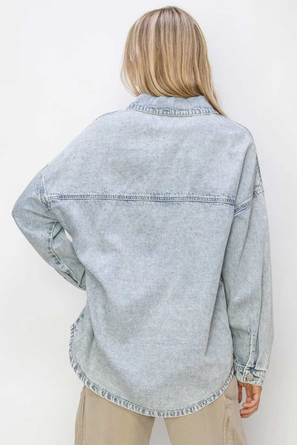 Ronni Button Up Long Sleeve Denim Shacket