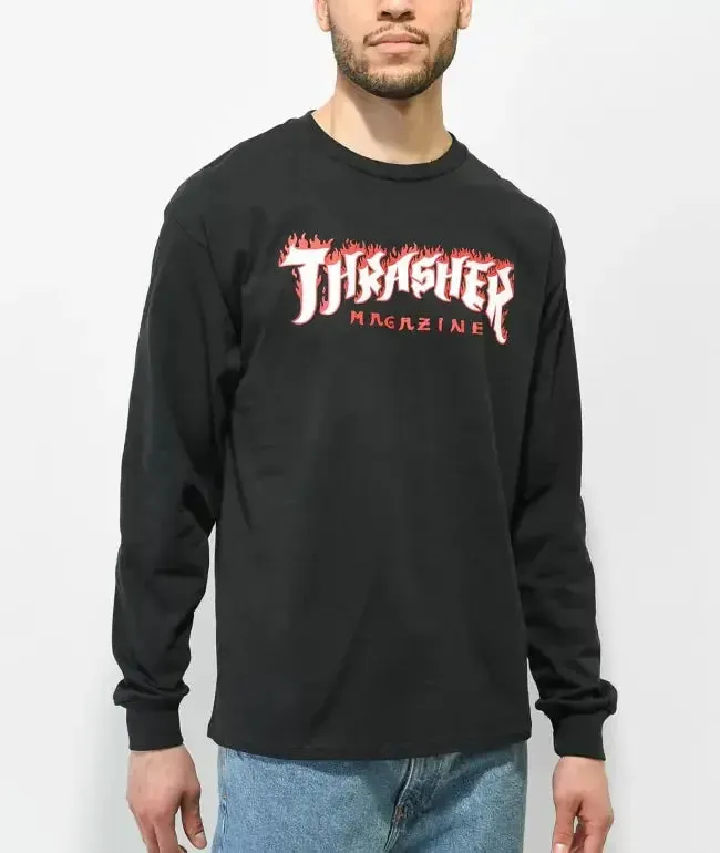 THRASHER POSSESSED LONG SLEEVE SKATE T-SHIRT - BLACK