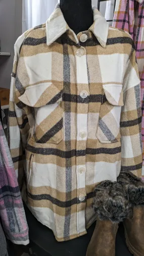 Woman's Camel Shacket Cozy Warm Fall style