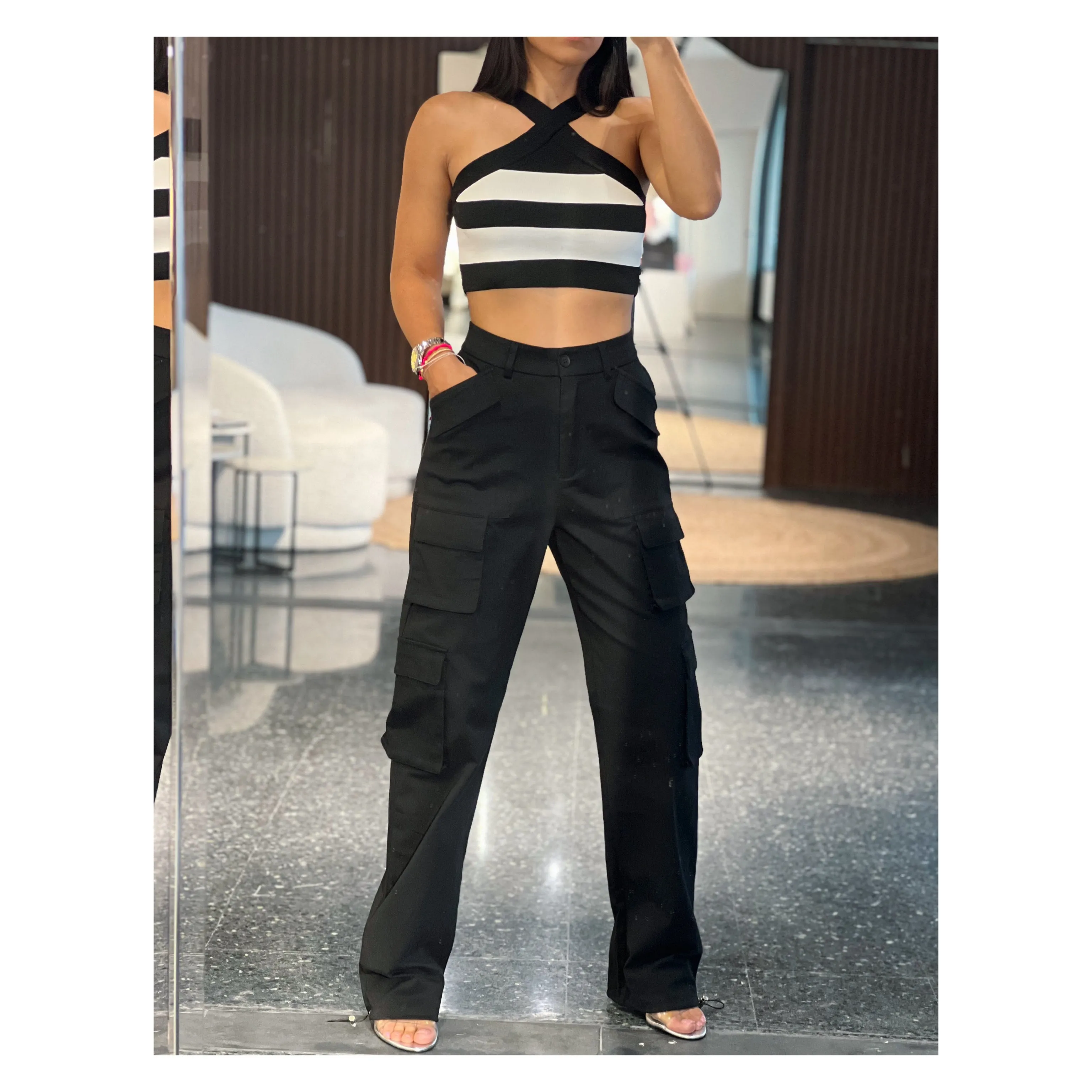 Work Girl Straight Leg Cotton Cargo Pocket Pants