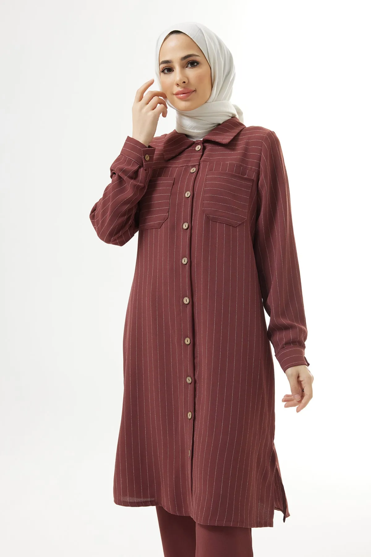 ZRF Women Striped Tunic Pants Set - Rose Pink - Pine Bluff